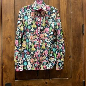 CR Ranchwear Traditional Sugar Skull Print Shirt